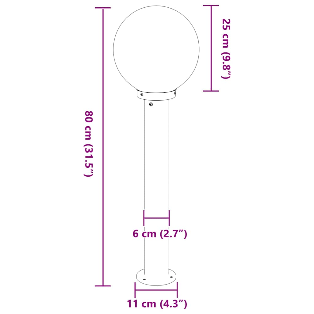Bollard Light 80 cm Black IP44