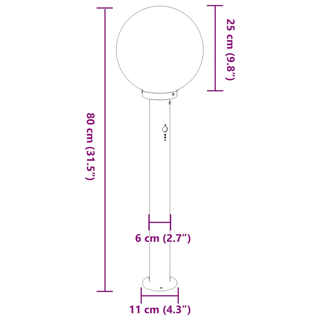 Bollard Light with Sensor 80 cm Black IP44