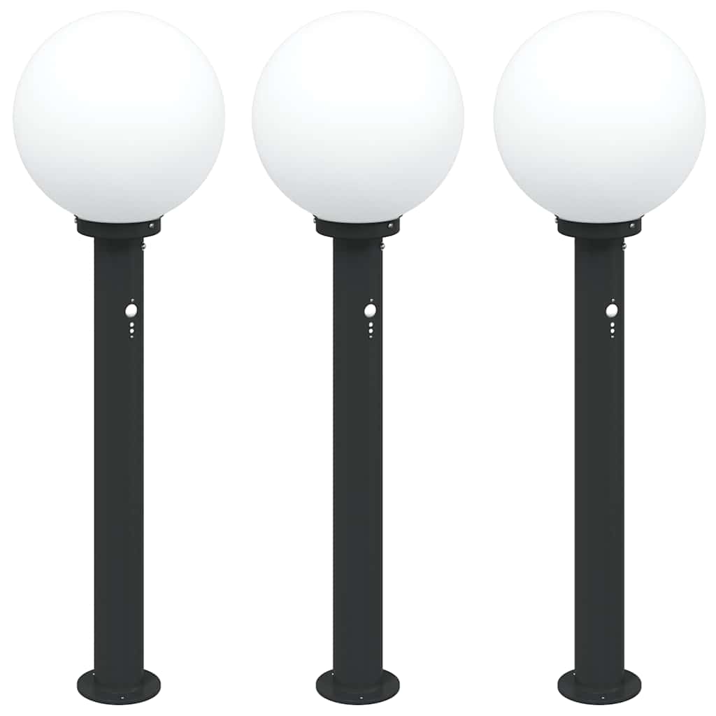 Bollard Lights with Sensor 3 pcs 80 cm Black IP44