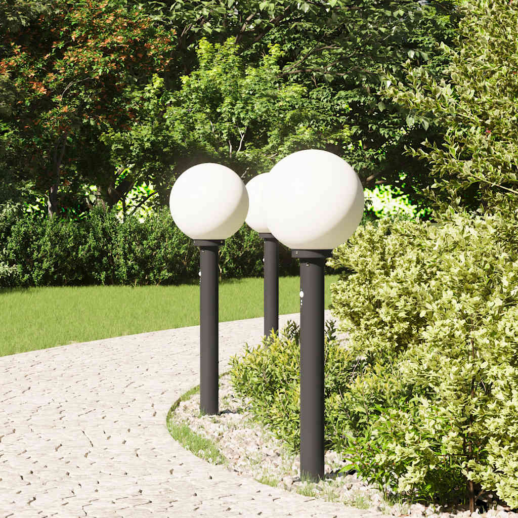 Bollard Lights with Sensor 3 pcs 80 cm Black IP44