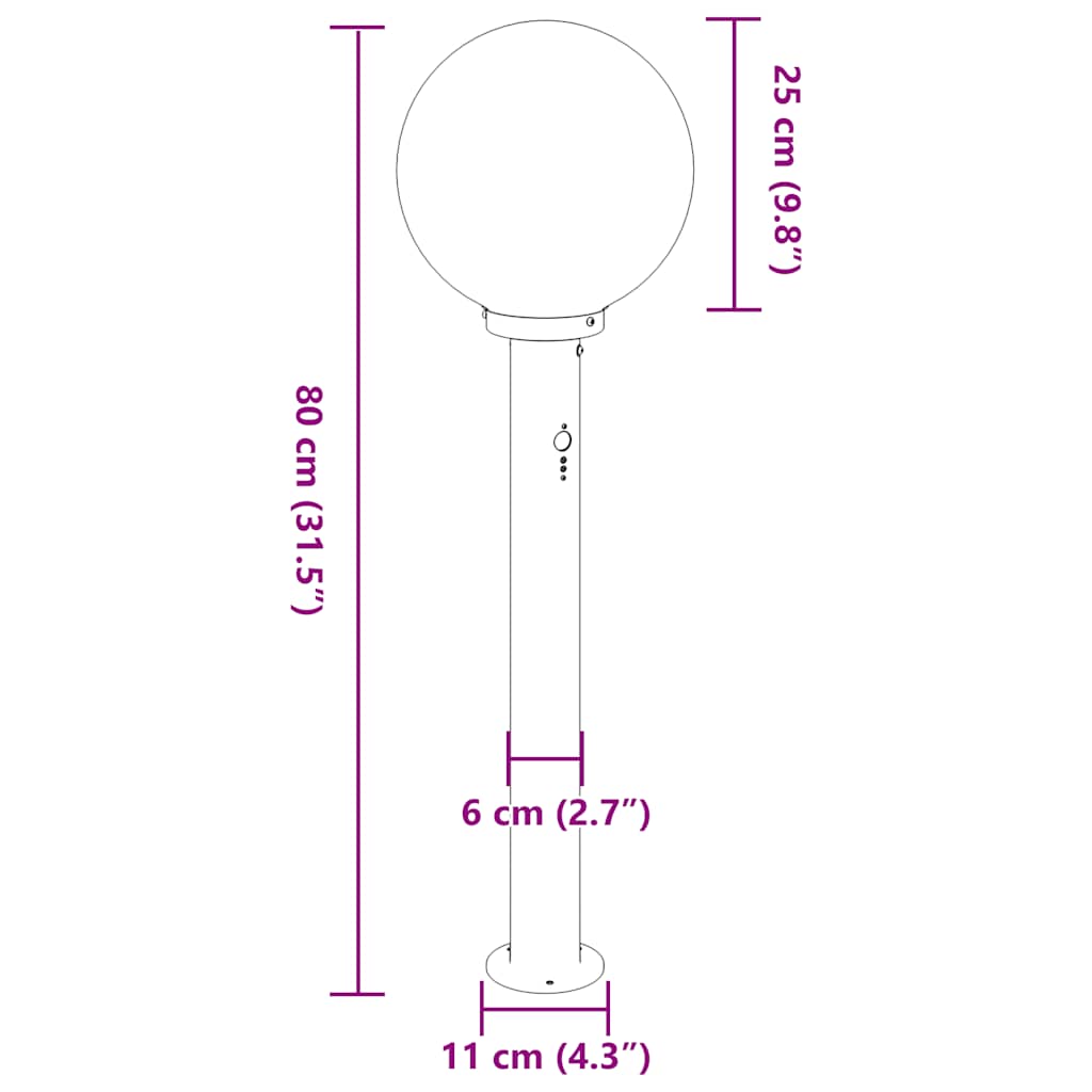 Bollard Lights with Sensor 3 pcs 80 cm Black IP44