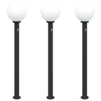 Bollard Lights with Sensor 3 pcs 120 cm Black IP44