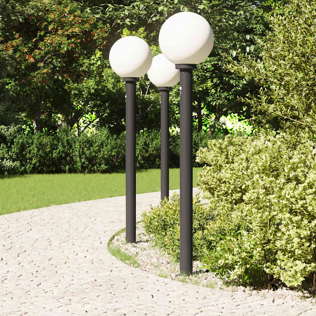 Bollard Lights with Sensor 3 pcs 120 cm Black IP44
