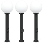 Bollard Lights with Outlet 3 pcs 80 cm Black IP44