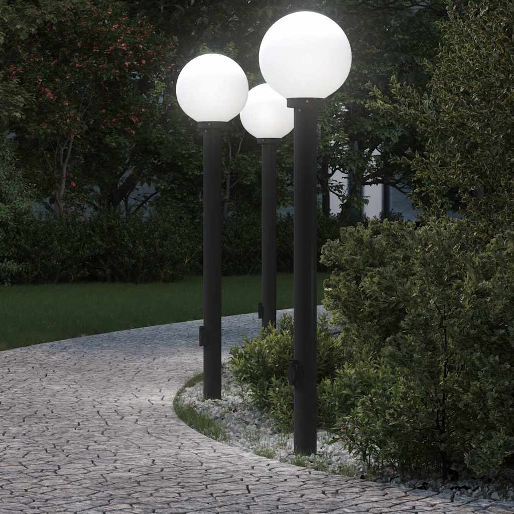 Bollard Lights with Outlet 3 pcs 120 cm Black IP44