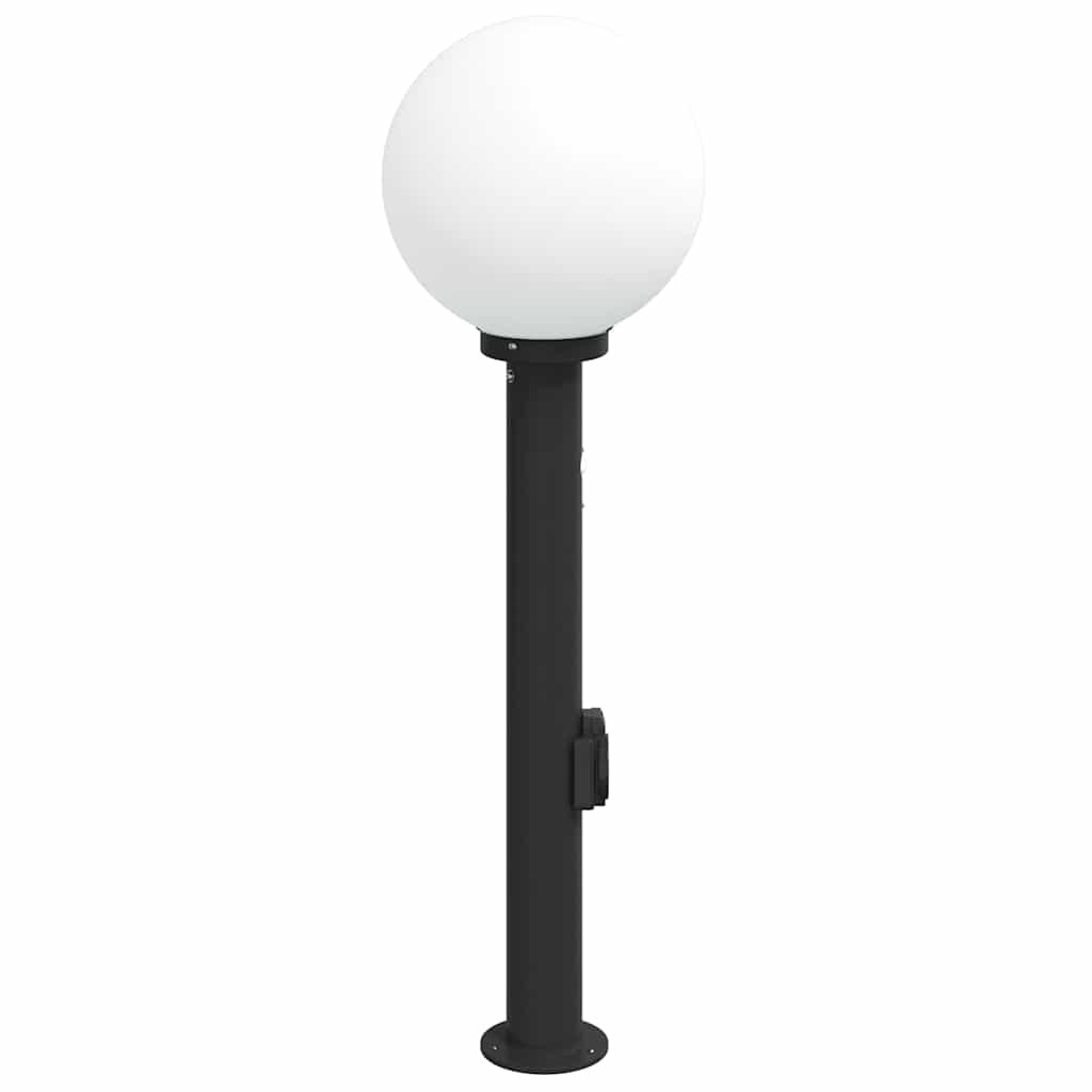 Bollard Light with Sensor&Outlet 80 cm Black IP44