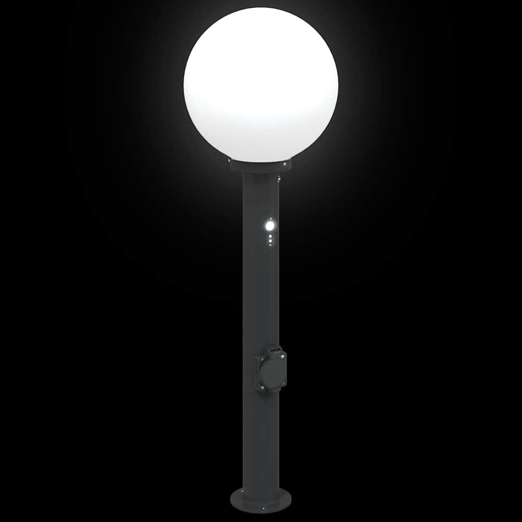 Bollard Light with Sensor&Outlet 80 cm Black IP44