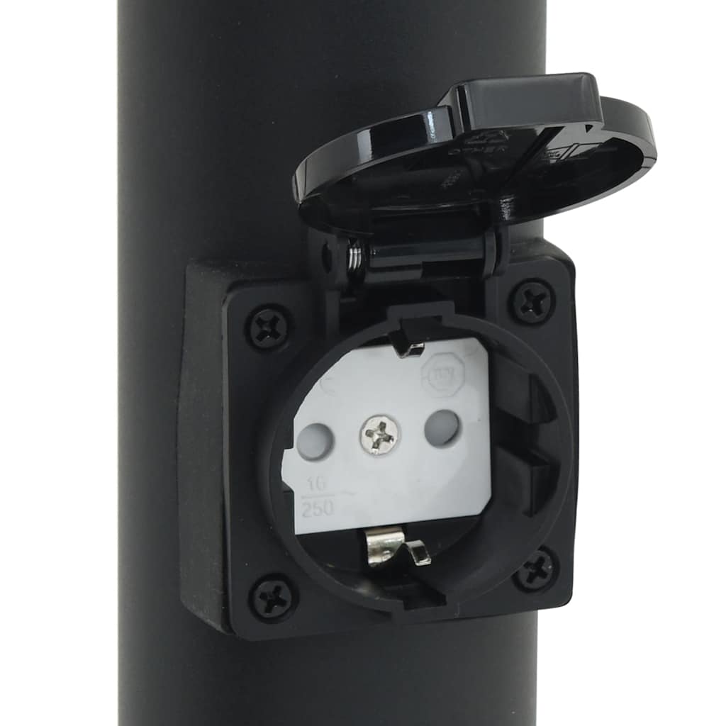 Bollard Lights with Sensor&Outlet 3 pcs 80 cm Black IP44