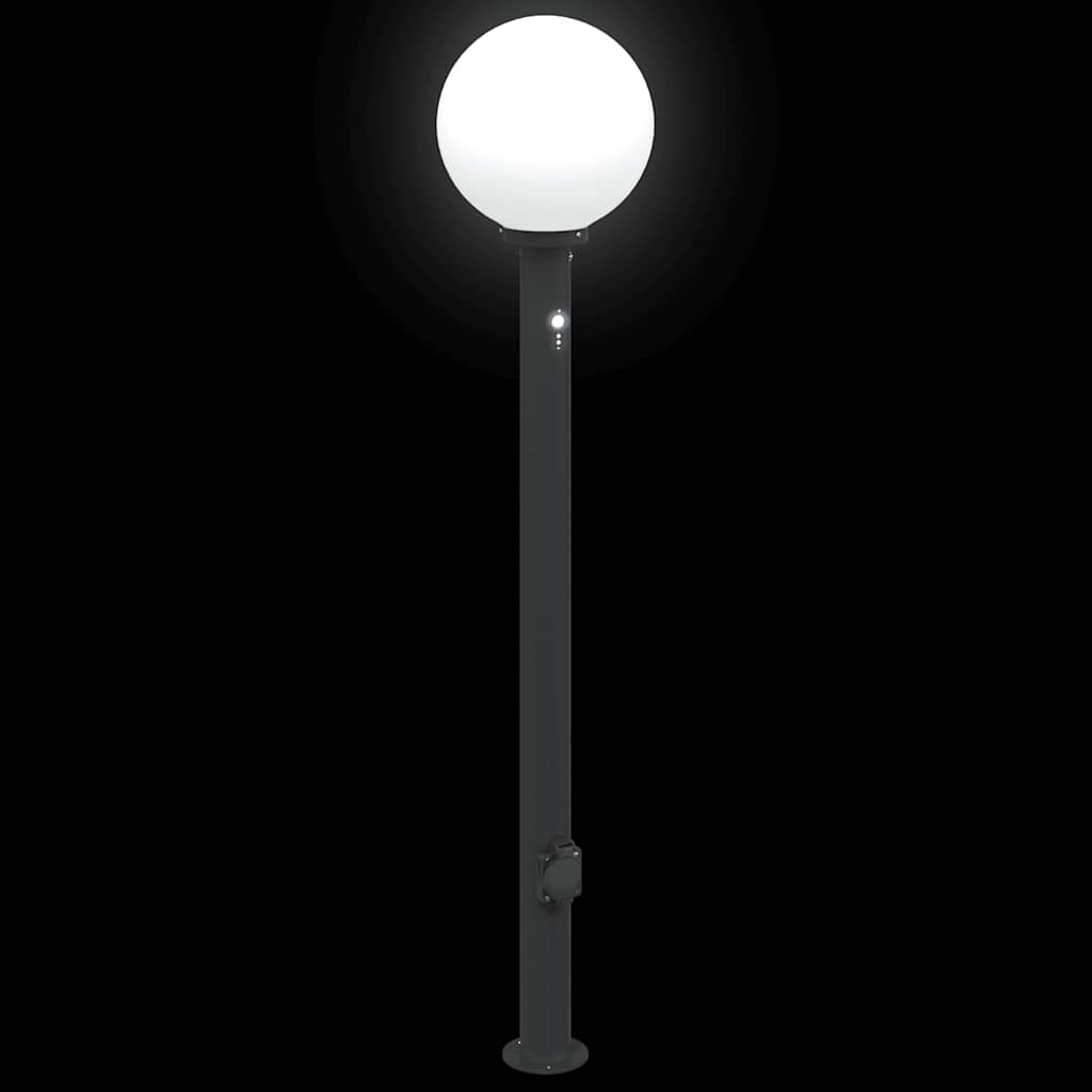 Bollard Light with Sensor&Outlet 120 cm Black IP44