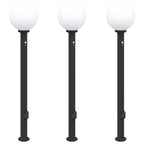 Bollard Lights with Sensor&Outlet 3 pcs 120 cm Black IP44