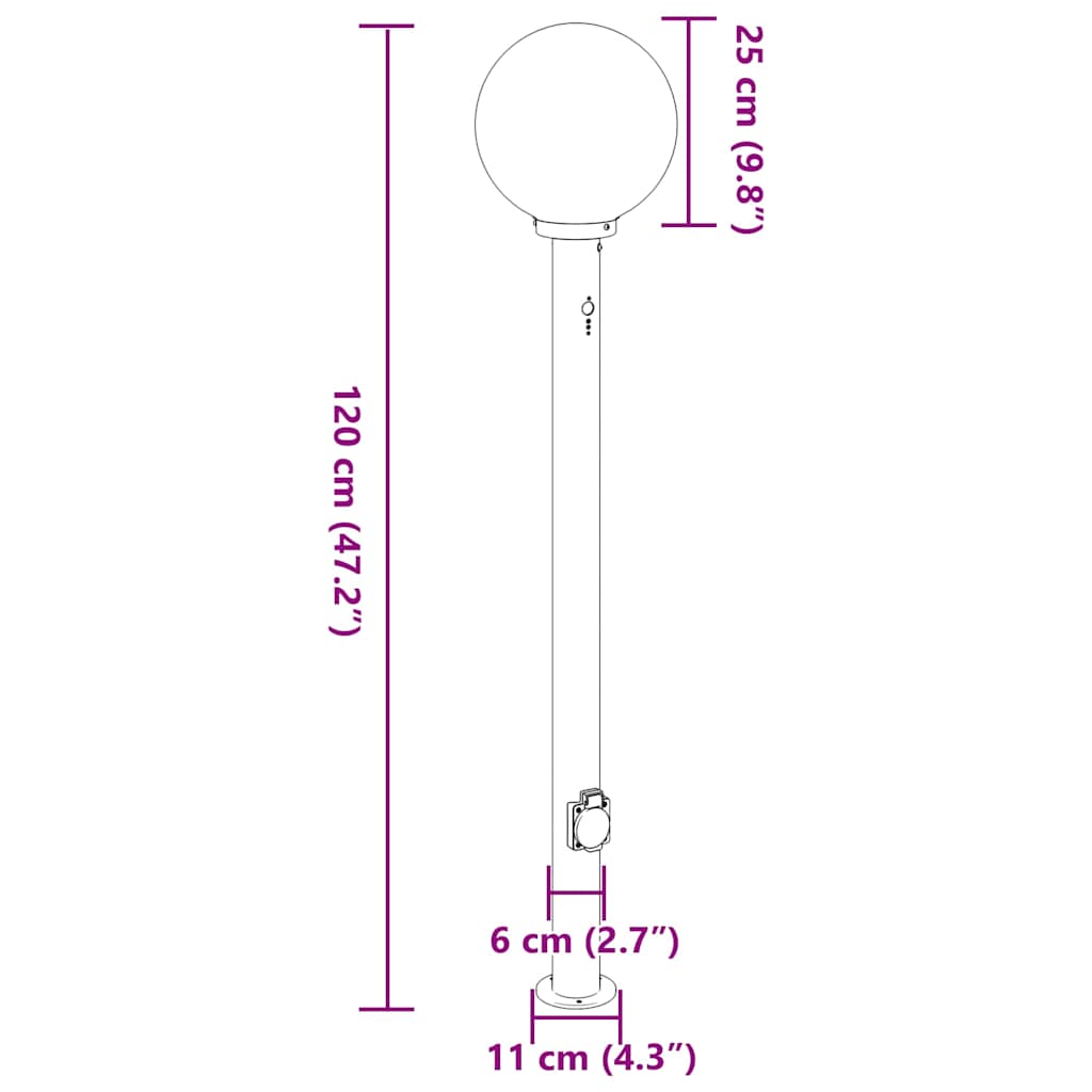 Bollard Lights with Sensor&Outlet 3 pcs 120 cm Black IP44