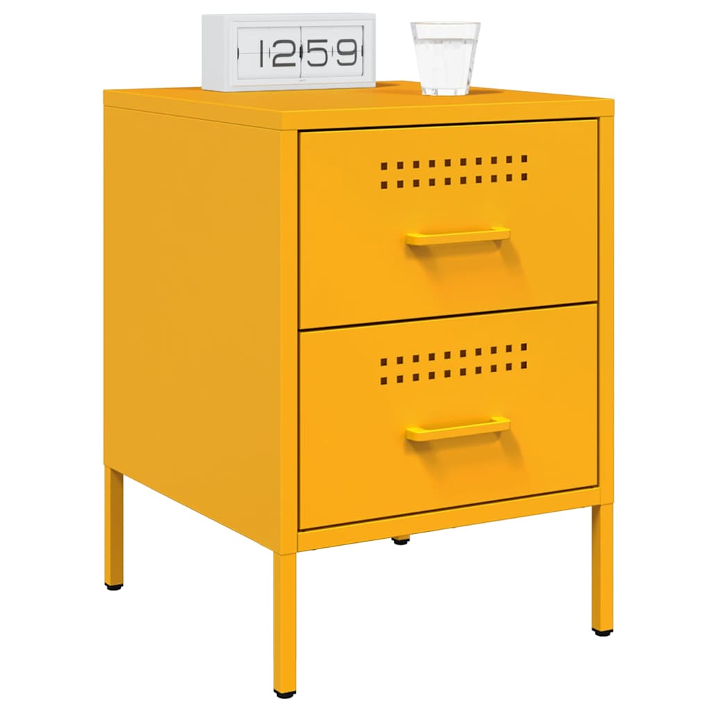 Bedside Cabinet Mustard Yellow 36x39x50.5 cm Steel