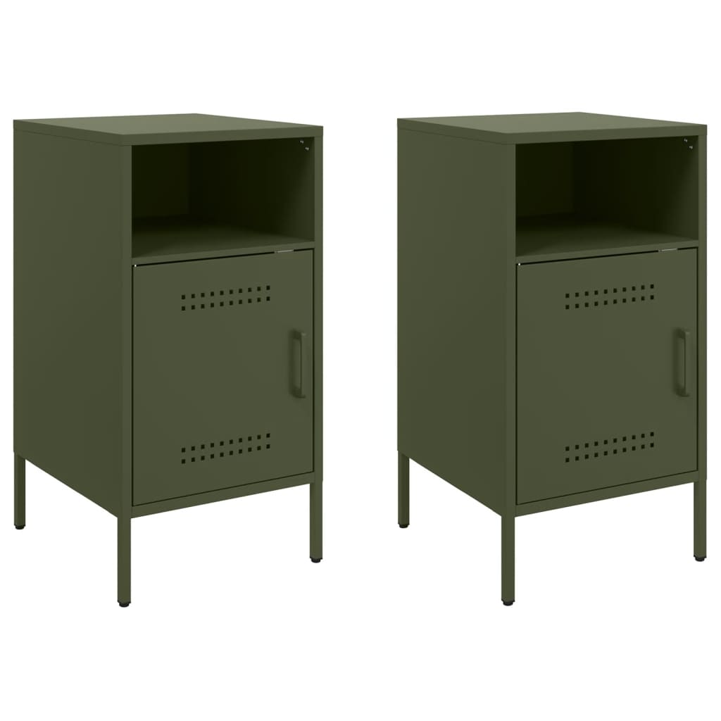 Bedside Cabinets 2 pcs Olive Green 36x39x68 cm Steel