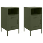 Bedside Cabinets 2 pcs Olive Green 36x39x68 cm Steel