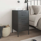 Bedside Cabinet Black 36x39x68 cm Steel
