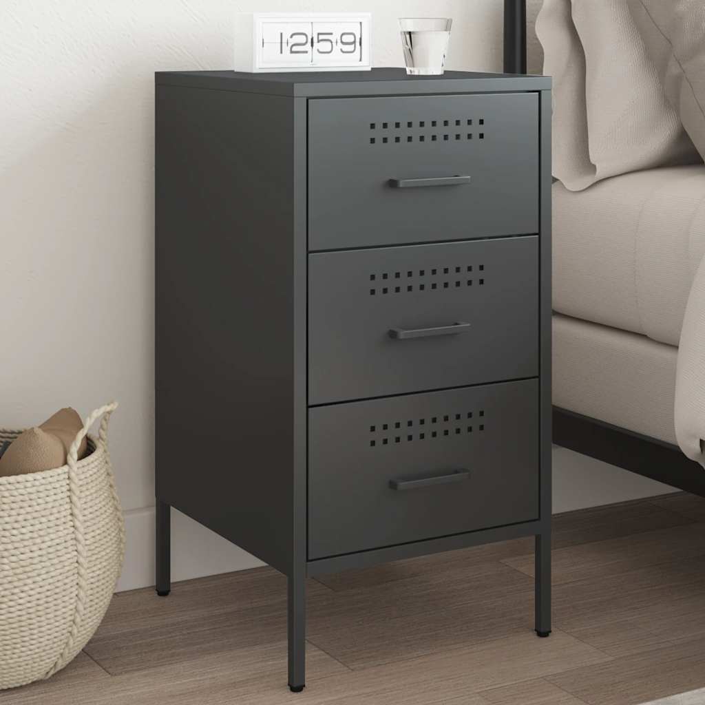 Bedside Cabinet Black 36x39x68 cm Steel