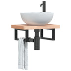 Shelf Brackets for Washbasin 2 pcs Black Rectangular Steel