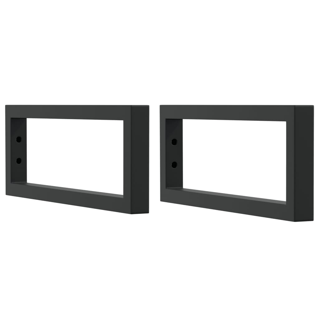 Shelf Brackets for Washbasin 2 pcs Black Rectangular Steel