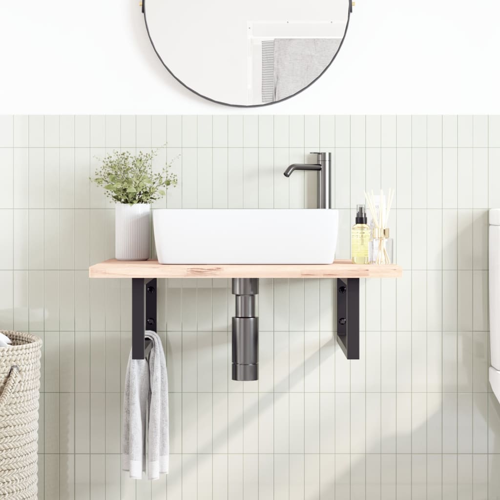 Shelf Brackets for Washbasin 2 pcs Black Rectangular Steel