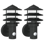 Outdoor Wall Lights with Sensors 2pcs Black Stainless Steel