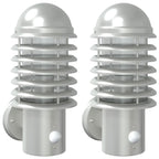 Outdoor Wall Lights with Sensors 2pcs Silver Stainless Steel