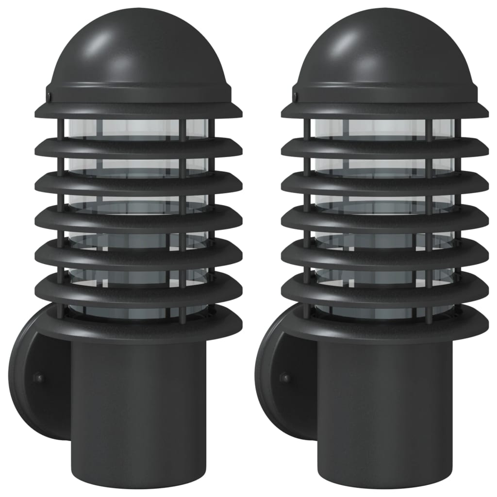 Outdoor Wall Lights 2pcs Black Stainless Steel