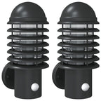Outdoor Wall Lights with Sensors 2pcs Black Stainless Steel