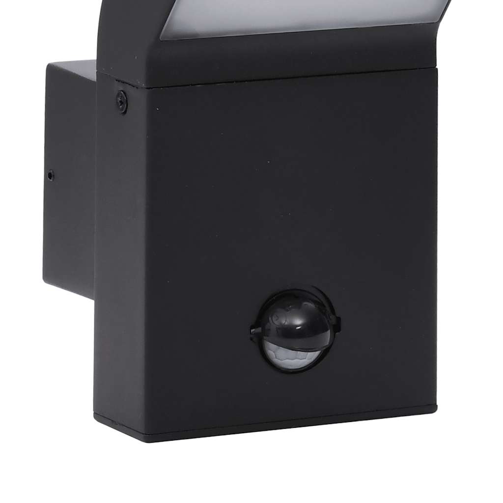 Outdoor LED Wall Light with Sensor Black Die-cast Aluminium