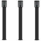 Outdoor Floor Lamps 3pcs Black 110cm Stainless Steel