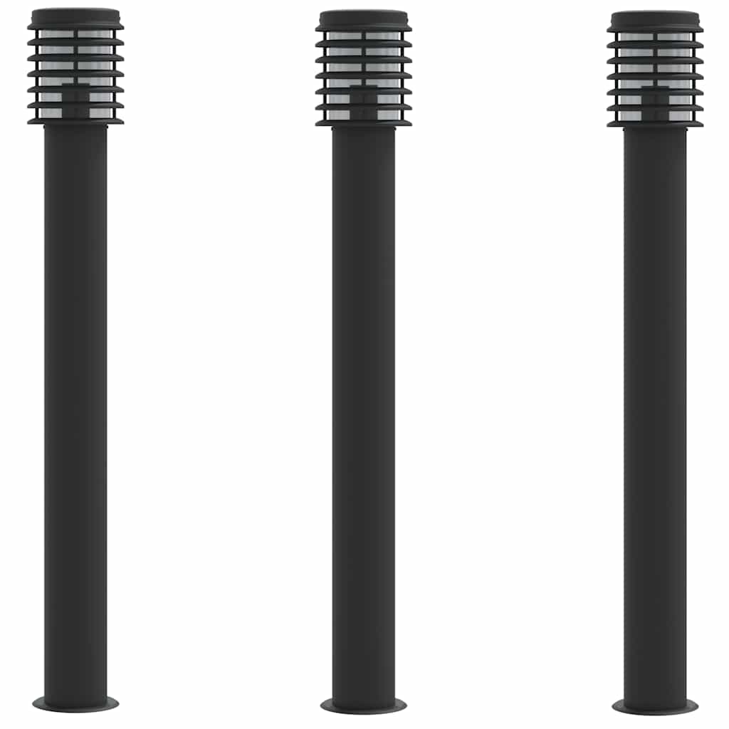 Outdoor Floor Lamps 3pcs Black 110cm Stainless Steel