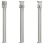 Outdoor Floor Lamps with Sensors 3pcs Silver 110cm Stainless Steel