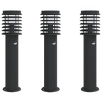 Outdoor Floor Lamps with Sensors 3pcs Black 60 cm Stainless Steel