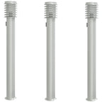 Outdoor Floor Lamps with Outlet 3pcs Silver 110cm Stainless Steel
