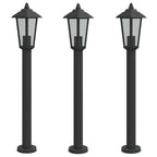 Outdoor Floor Lamps 3pcs Black 80 cm Stainless Steel
