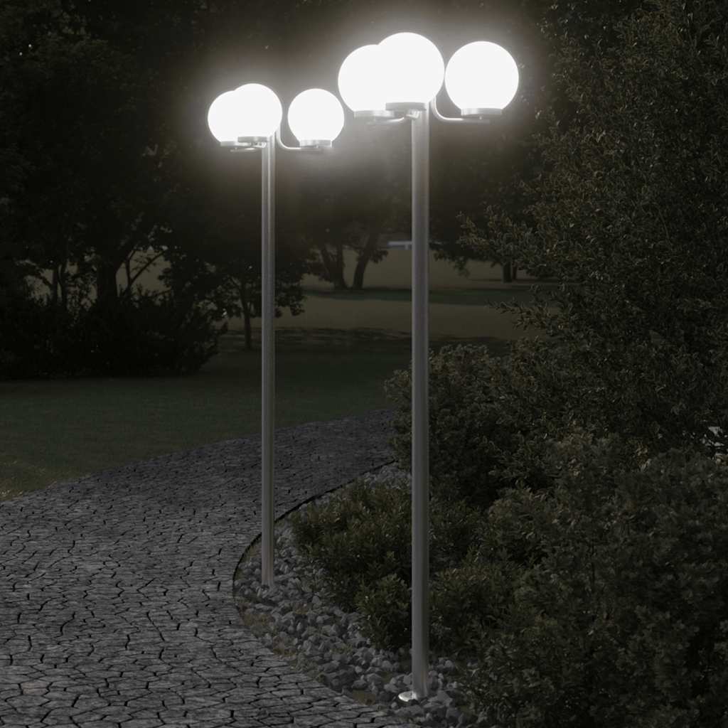 Outdoor Floor Lamps 2 pcs Silver 215 cm Stainless Steel