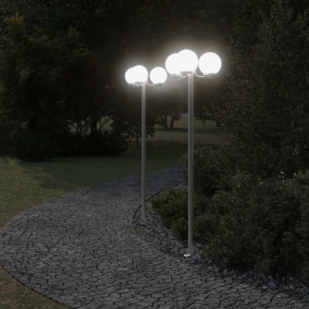 Outdoor Floor Lamps 2 pcs Silver 215 cm Stainless Steel