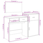3 Piece Dressing Table Set Grey Sonoma Engineered Wood