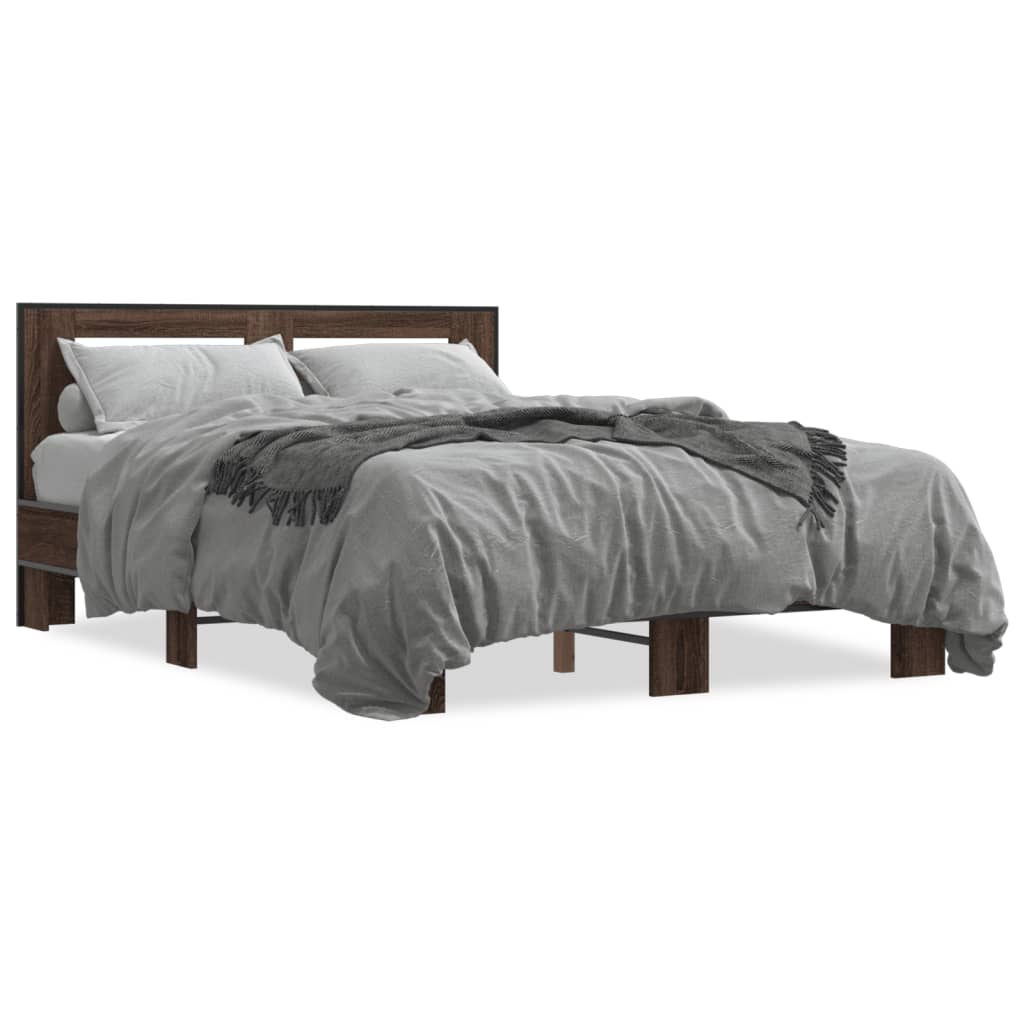 Bed Frame without Mattress Brown Oak 120x200 cm