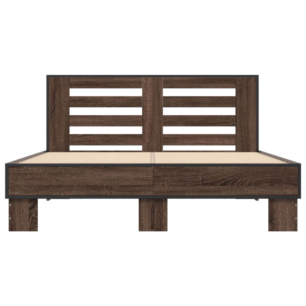 Bed Frame without Mattress Brown Oak 120x200 cm