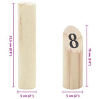 13 Piece Number Kubb Game Set with Carrying Bag Solid Pine Wood