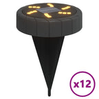 Solar Ground Lights with Ground Spikes Outdoor 12 pcs Warm White