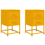 Bedside Cabinets 2 pcs Mustard Yellow 36x39x60.5 cm Steel