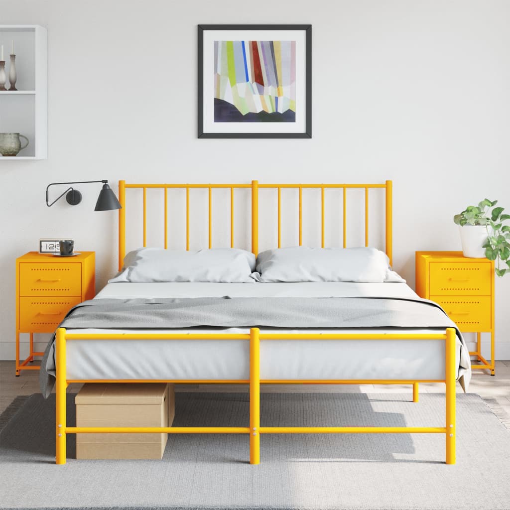 Bedside Cabinets 2 pcs Mustard Yellow 36x39x60.5 cm Steel