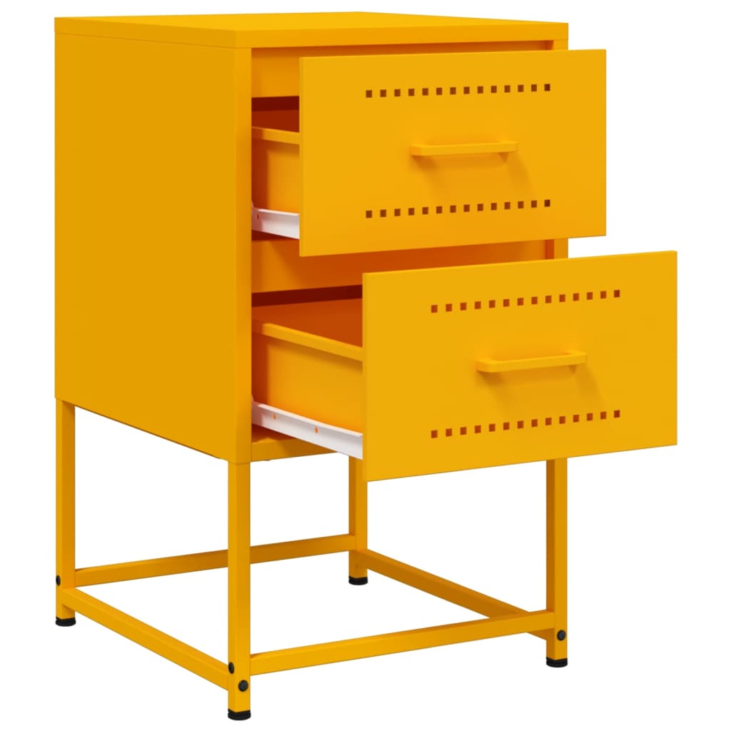 Bedside Cabinets 2 pcs Mustard Yellow 36x39x60.5 cm Steel