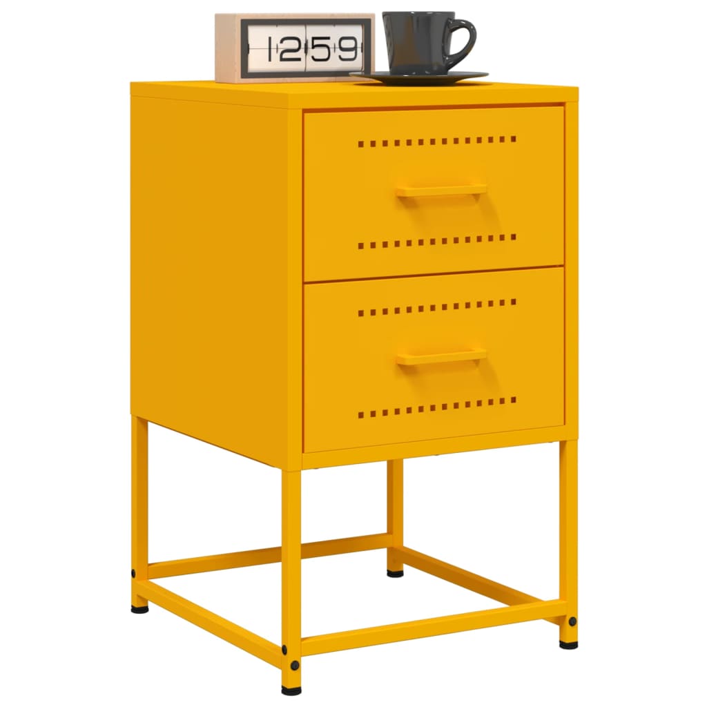 Bedside Cabinets 2 pcs Mustard Yellow 36x39x60.5 cm Steel