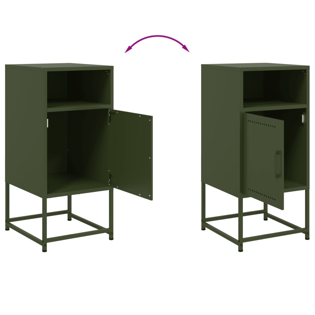 Bedside Cabinets 2 pcs Olive Green 36x39x78 cm Steel