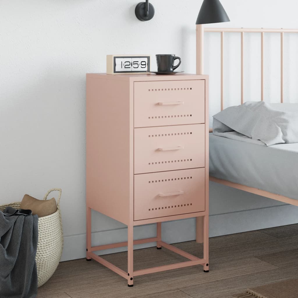 Bedside Cabinet Pink 36x39x78 cm Steel