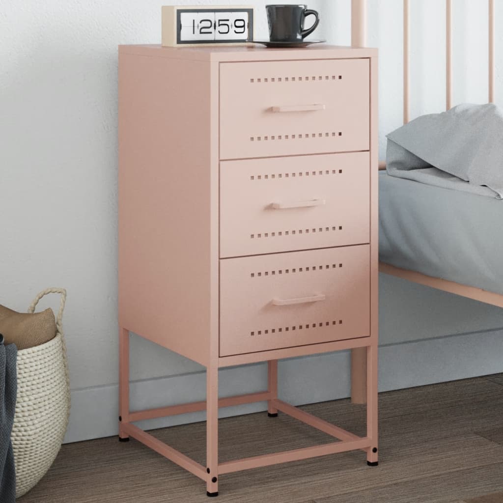 Bedside Cabinet Pink 36x39x78 cm Steel