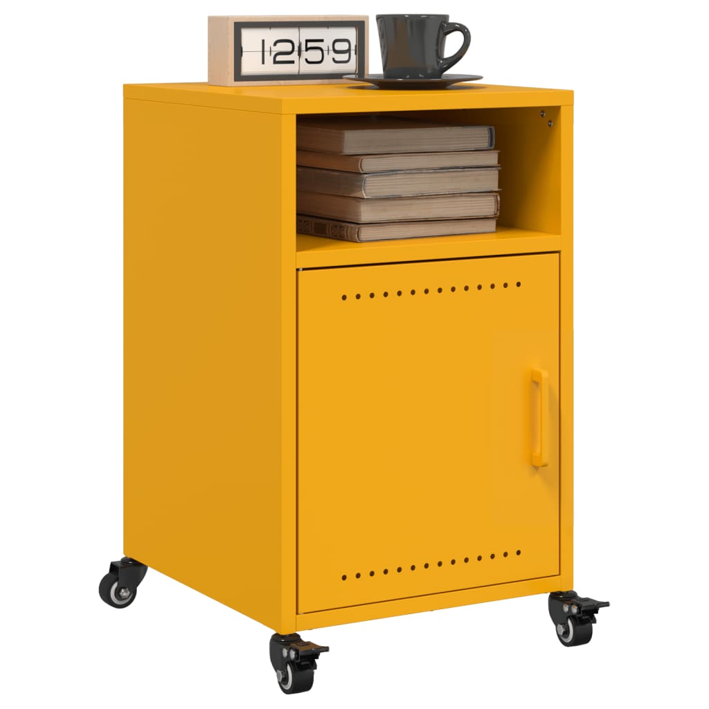 Bedside Cabinet Mustard Yellow 36x39x59 cm Steel