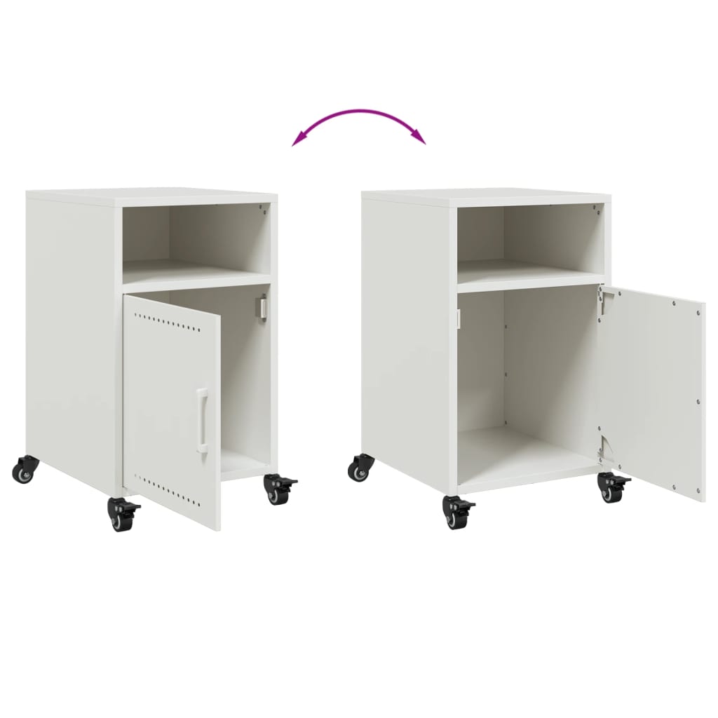 Bedside Cabinet White 36x39x59 cm Steel